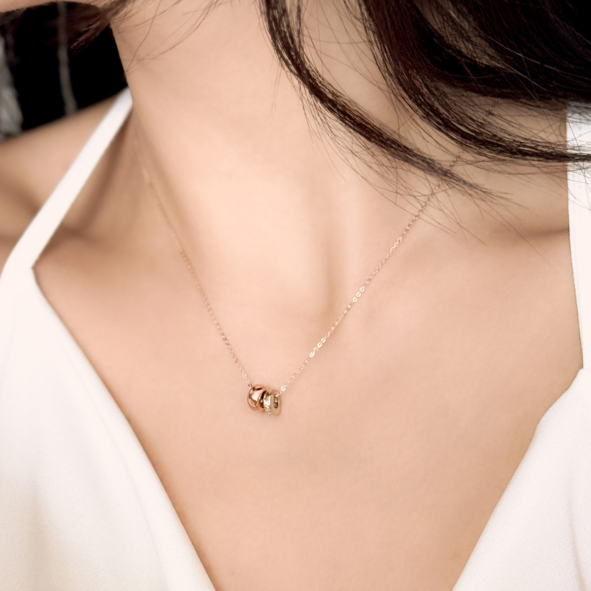 Two-Tone Duo Ring Necklace