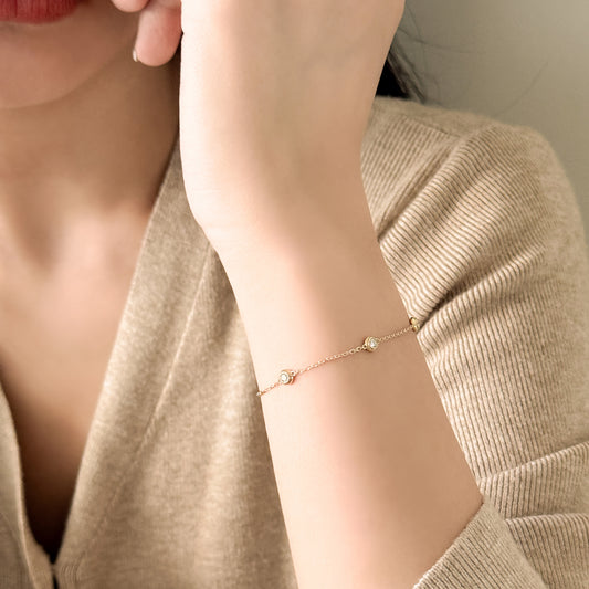 Lab Grown Diamond Bezel Station Bracelet, 5 Stones