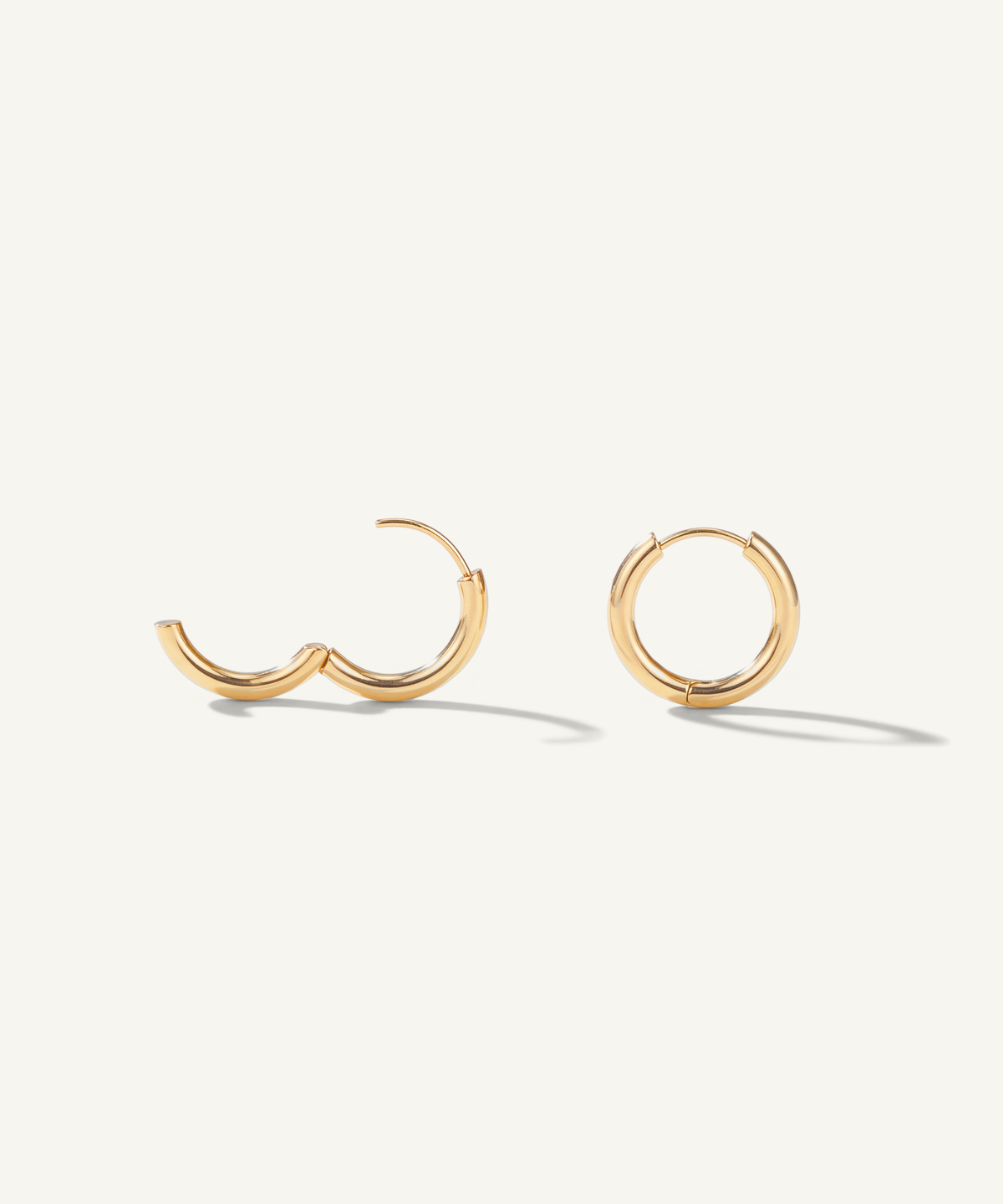 Yellow Gold | Bold Classic Hoop Earrings, open and closed