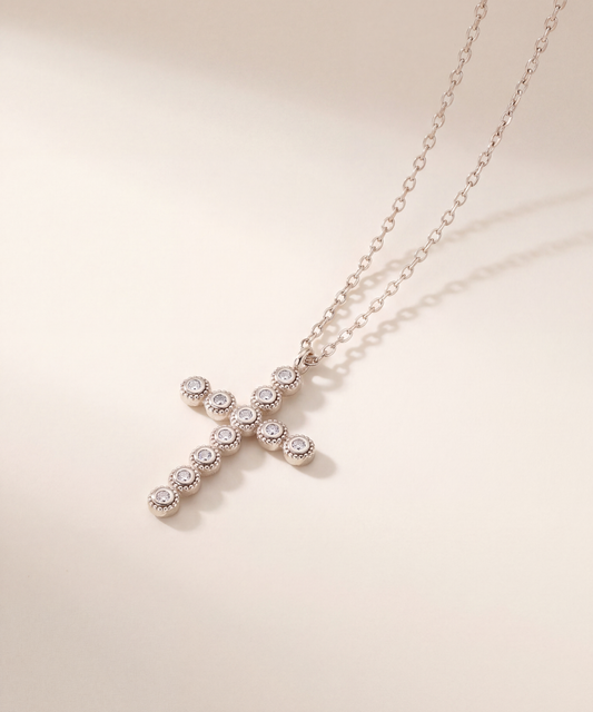 Lab Grown Diamond Bezel Cross Necklace