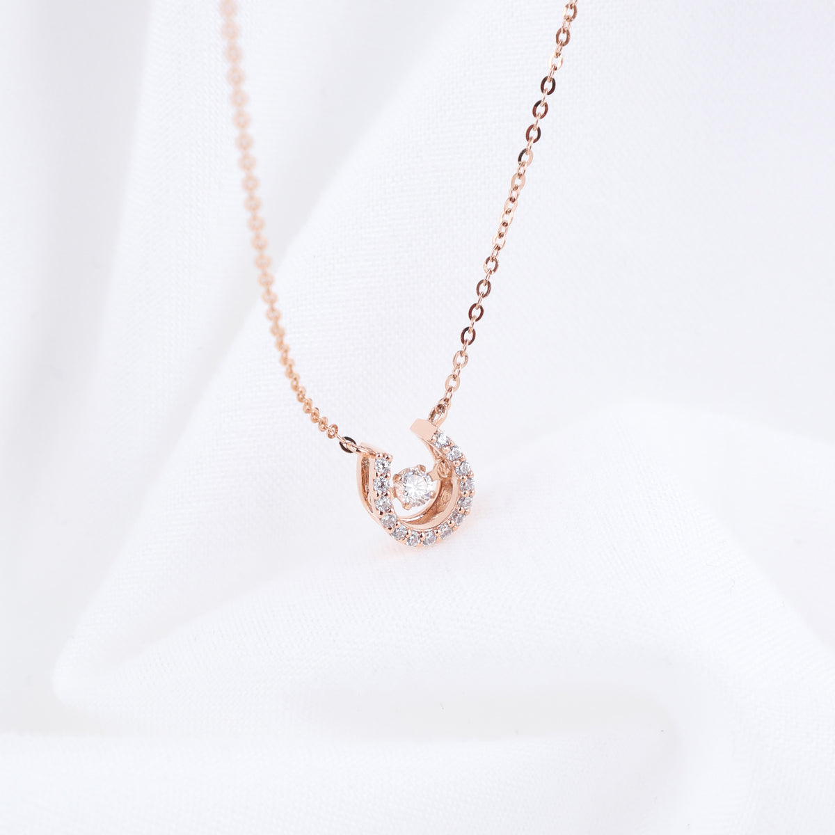 Dancing Stone Horseshoe Halo Necklace