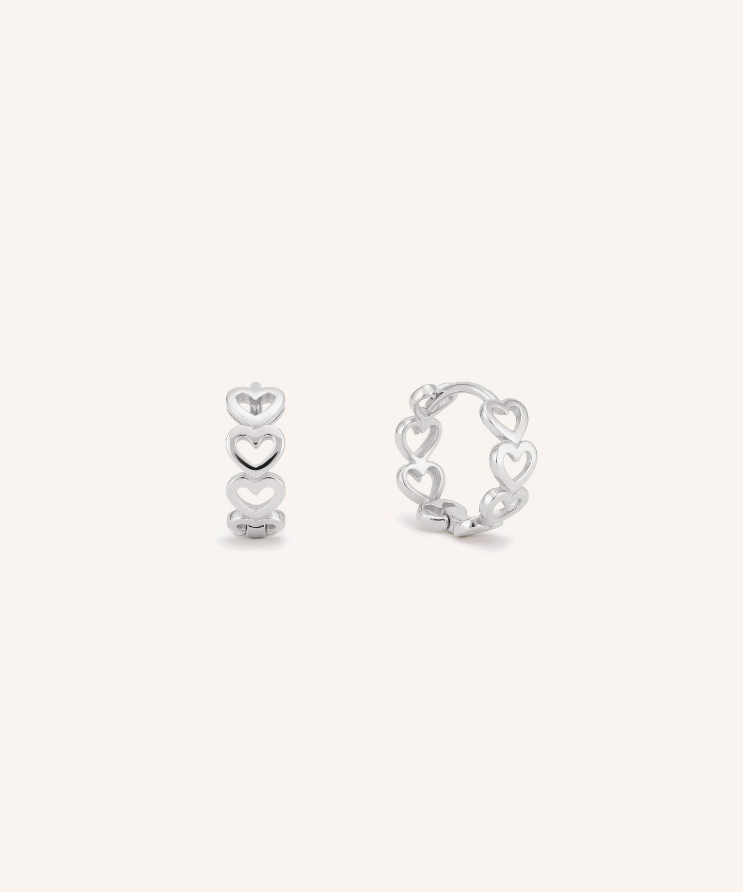 Heart Link Huggie Hoops