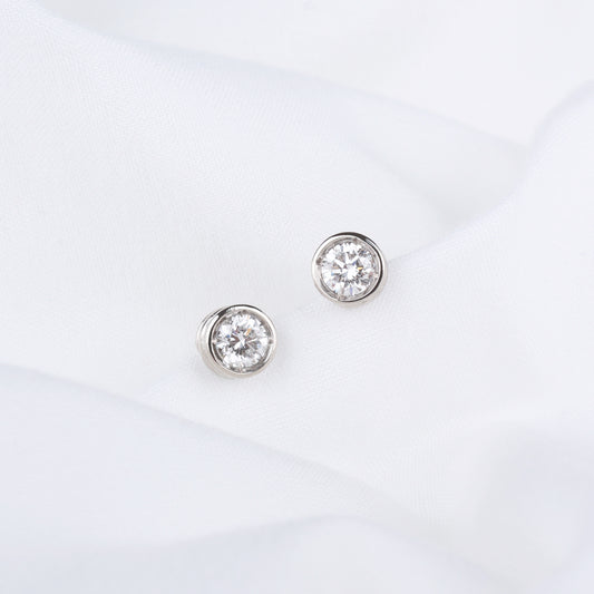 0.3ct Lab Grown Diamond Bezel Pavé Stud Earrings