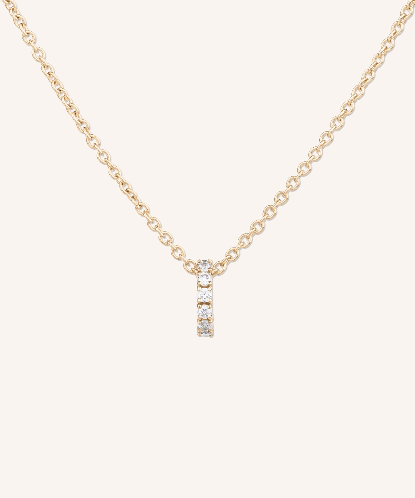 Eternity Diamond Necklace in yellow gold, a row of hand-set lab grown diamonds on a 1.5mm cable chain