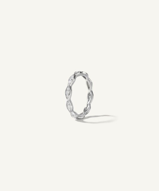 White Gold | Milgrain Marquise Eternity Band, upright | Milgrain marquise eternity band standing upright