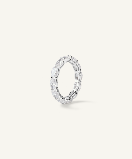 White Gold | Oval Cut Lab Grown Diamond Eternity Band, angled