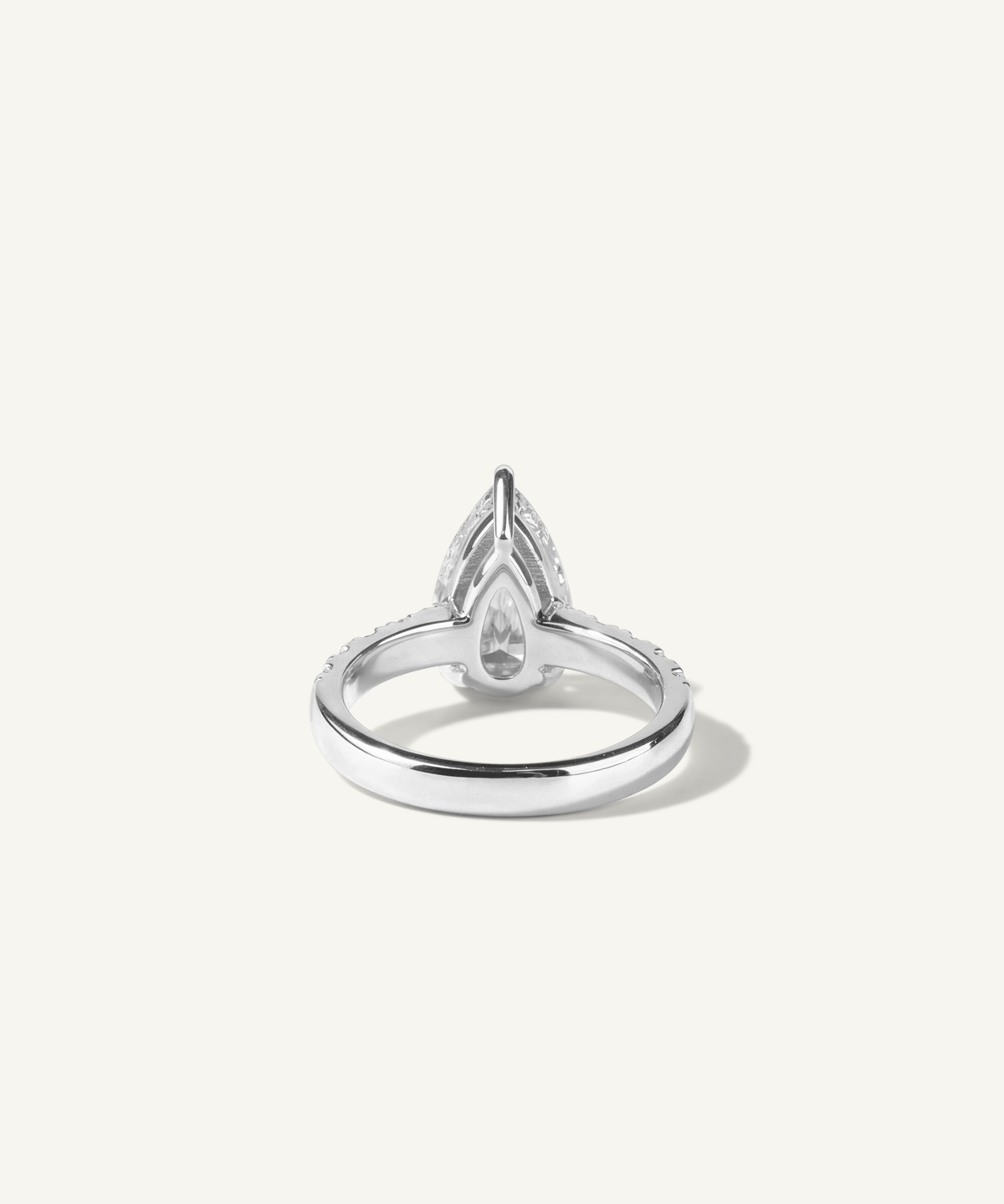 White Gold | Pear Cut Lab Grown Diamond Pavé Engagement Ring, back view