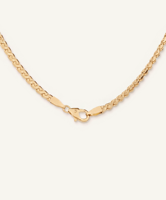 Yellow Gold | Diamond-Cut Reversible Serpentine Chain Necklace, view 3 | clasp