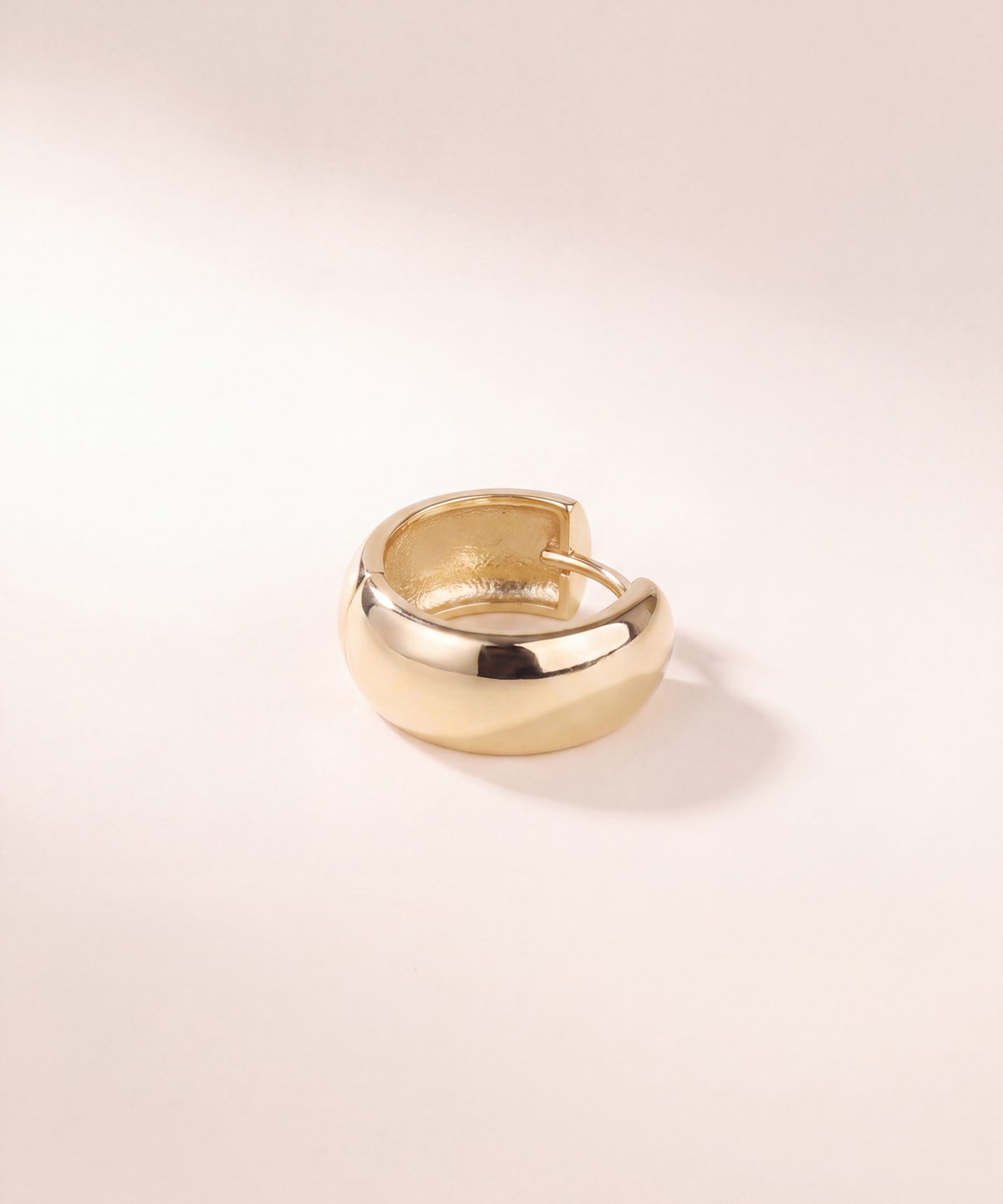 Yellow Gold | Wide Dome Hoop Earrings, view 3