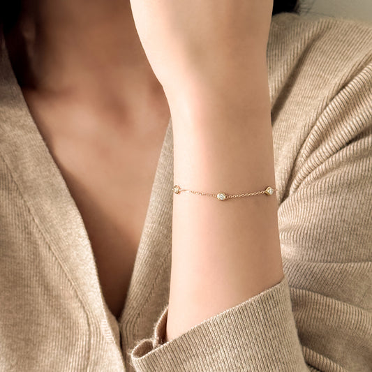 Lab Grown Diamond Bezel Station Bracelet, 5 Stones