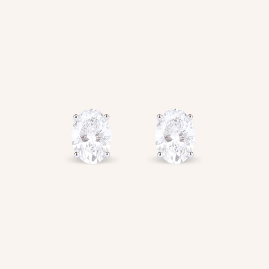Oval Cut Lab Grown Diamond Stud Earrings