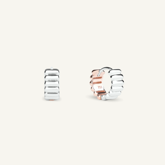 Reversible Two Tone Ribbed Huggie Hoop Earrings