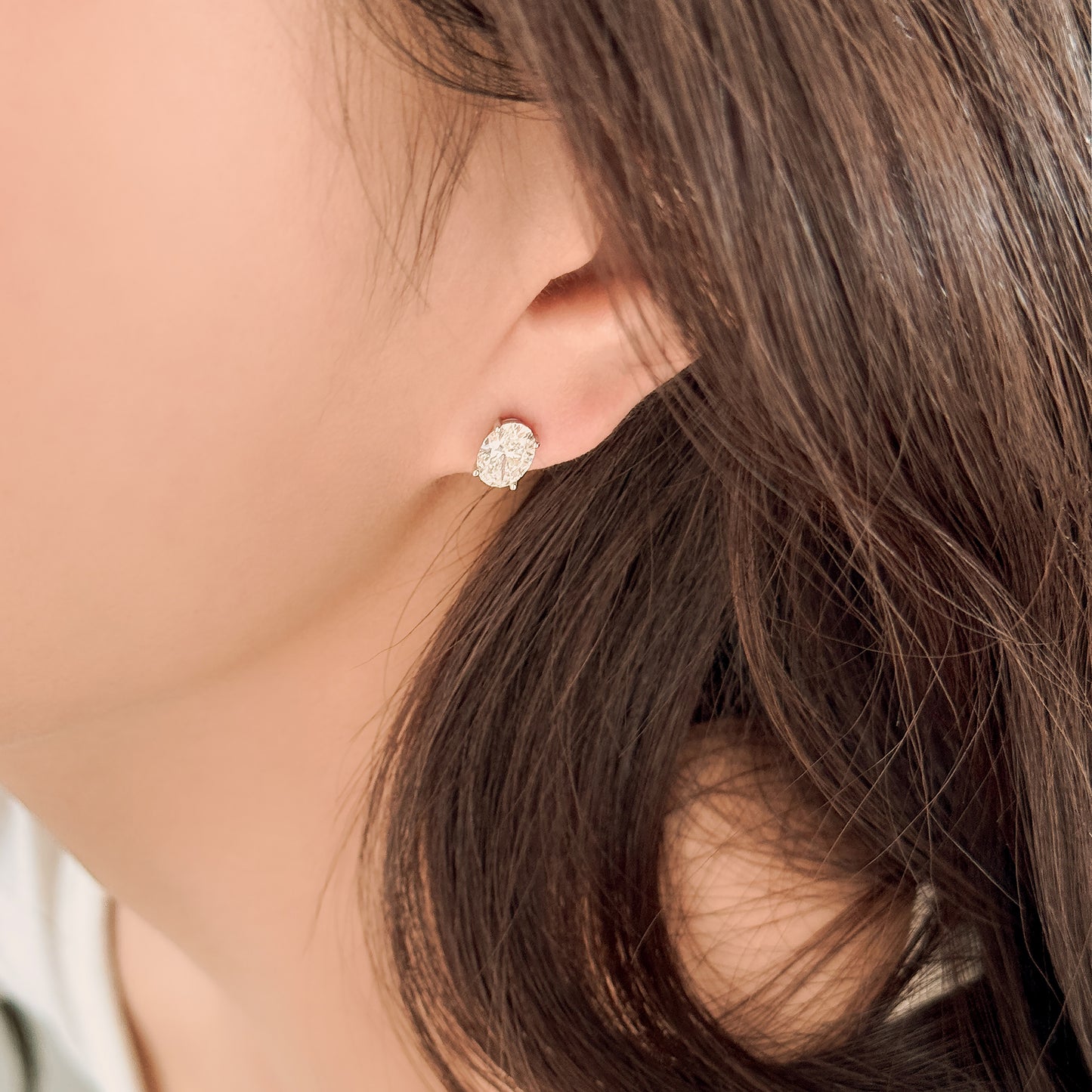 Oval Cut Lab Grown Diamond Stud Earrings