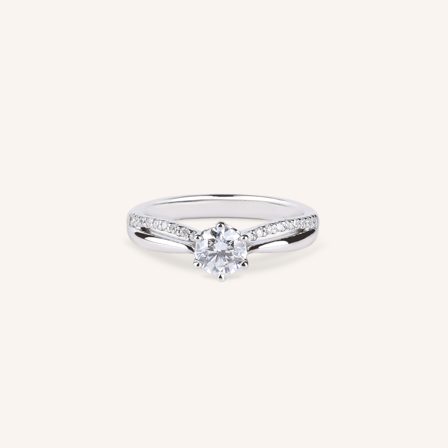 0.5ct Lab Grown Diamond Split Shank Pave Engagement Ring