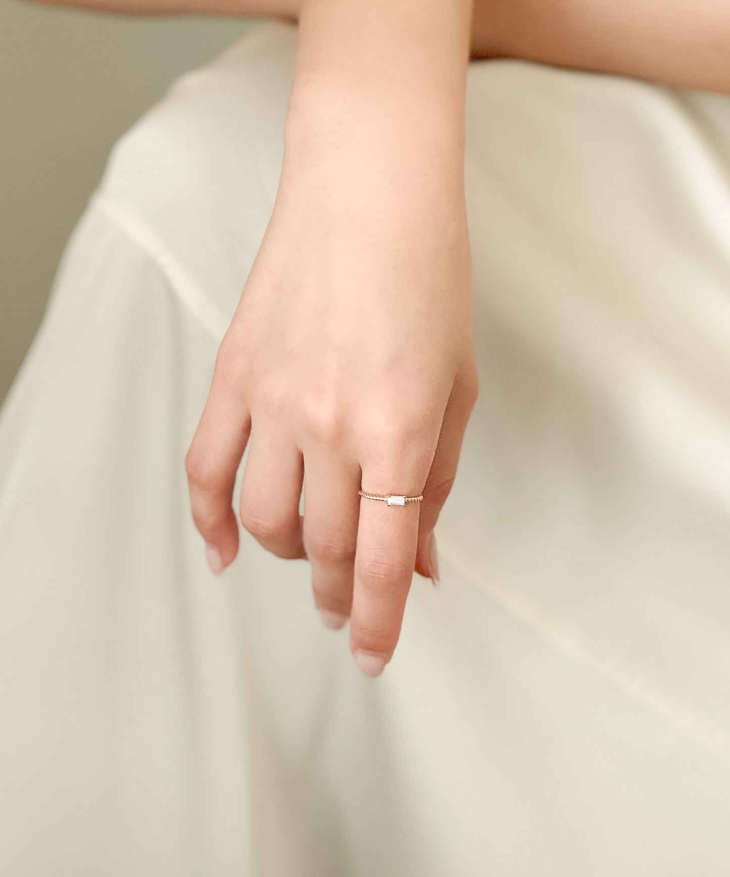 Baguette Cut Lab Grown Diamond Rope Ring