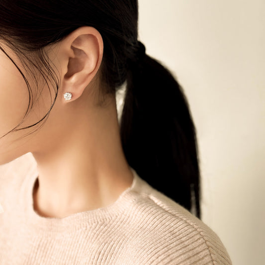 Four Prong Lab Grown Diamond Stud Earrings