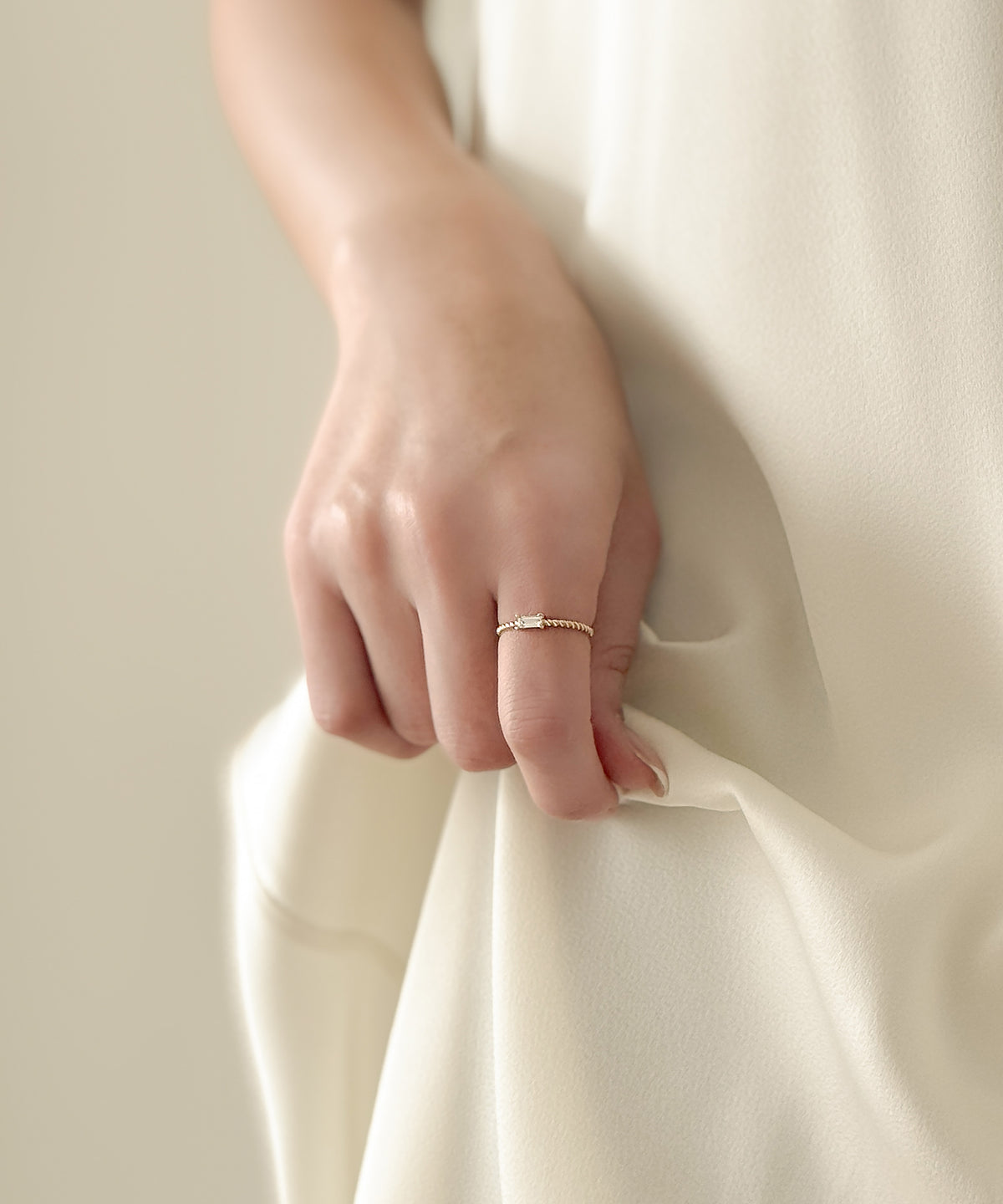 Baguette Cut Lab Grown Diamond Rope Ring