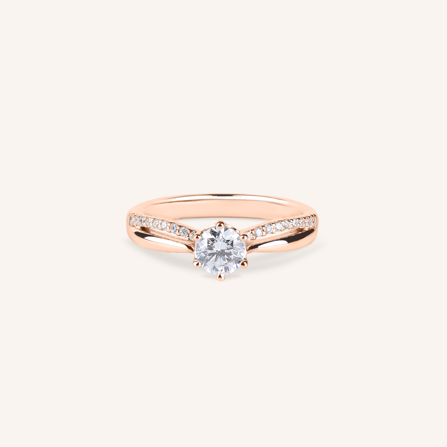 0.5ct Lab Grown Diamond Split Shank Pave Engagement Ring