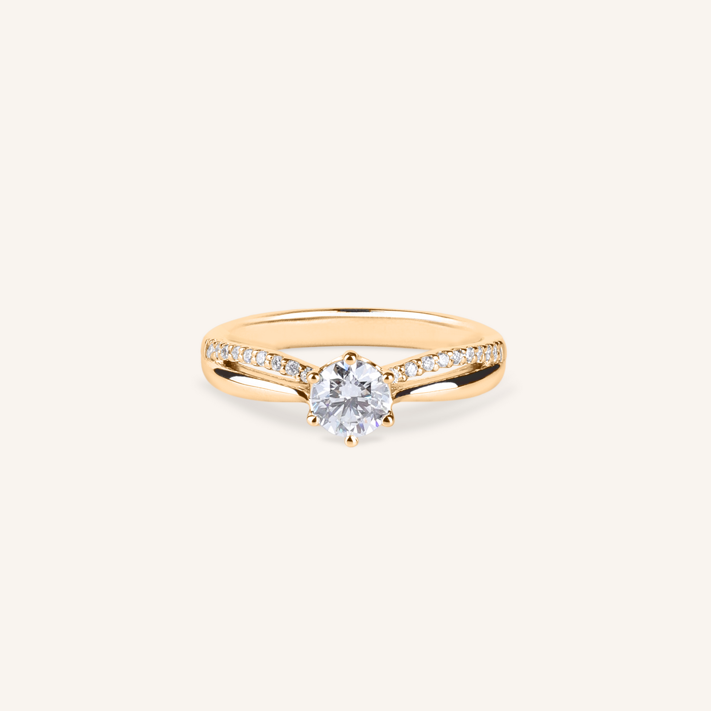 0.5ct Lab Grown Diamond Split Shank Pave Engagement Ring