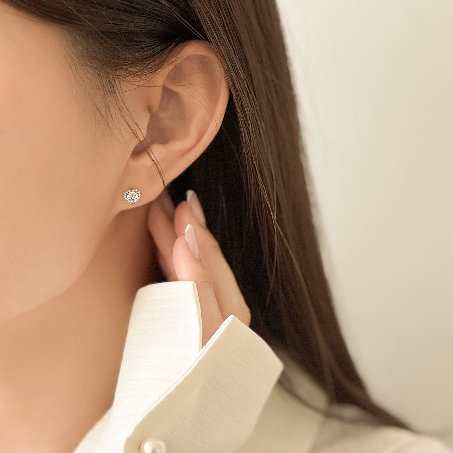 Heart Halo Stud Earrings