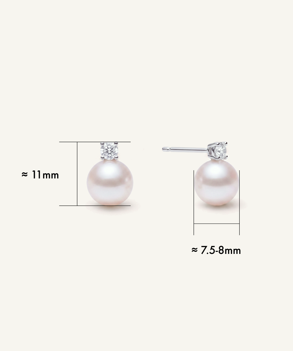 Akoya Pearl Lab Grown Diamond Stud Earrings