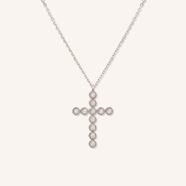 Lab Grown Diamond Bezel Cross Necklace