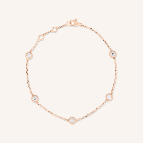 Lab Grown Diamond Bezel Bracelet, 5 Stones