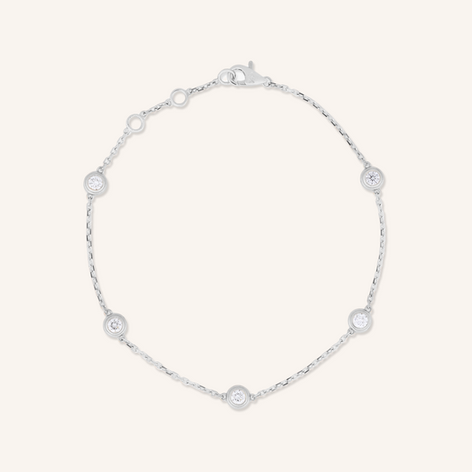 Lab Grown Diamond Bezel Bracelet, 5 Stones