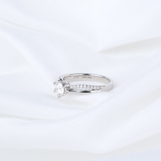 0.5ct Lab Grown Diamond Split Shank Pave Engagement Ring