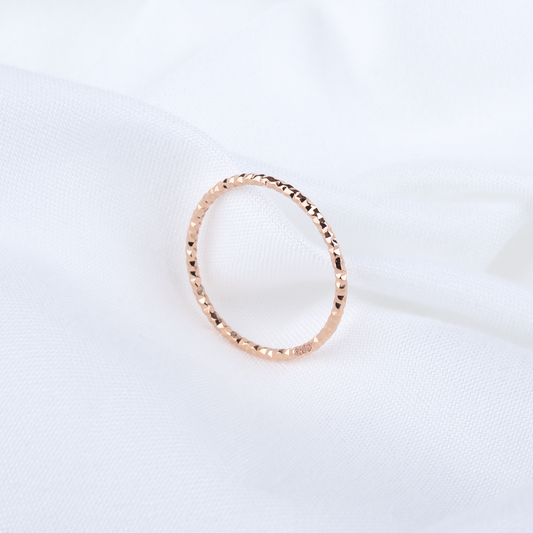 Rose Gold | Hammered Slim Band Ring, view 4