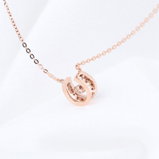 Dancing Stone Horseshoe Halo Necklace