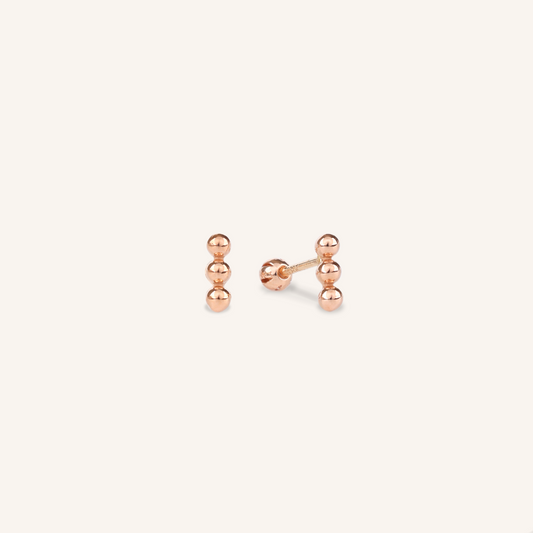 Triple Spheres Bar Stud Earrings