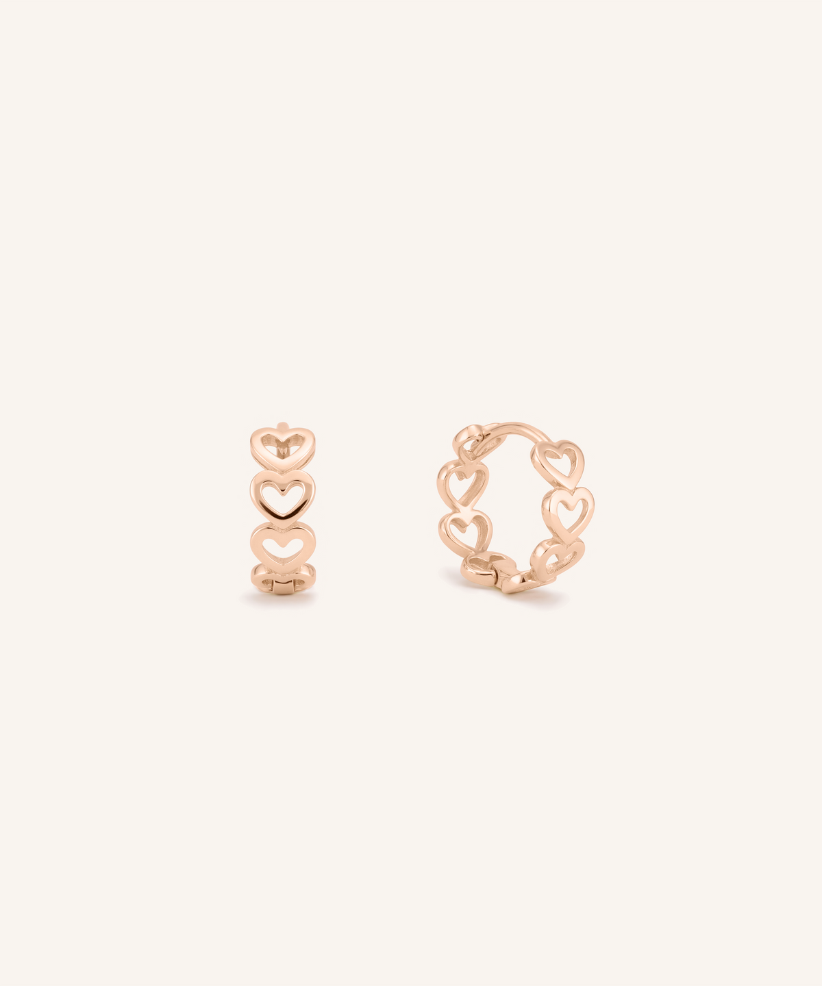 Heart Link Huggie Hoops