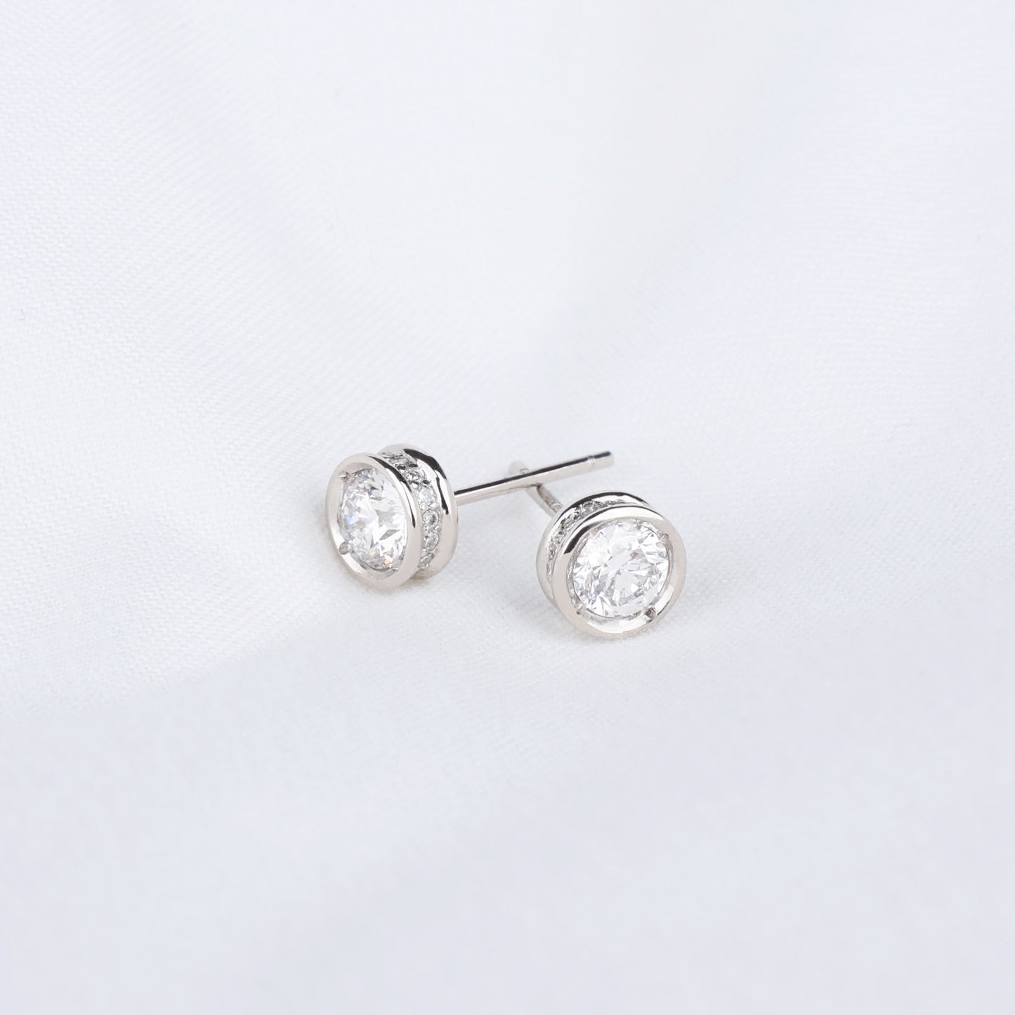 0.3ct Lab Grown Diamond Bezel Pavé Stud Earrings