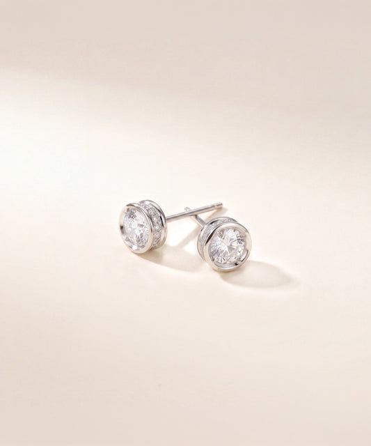 0.3ct Lab Grown Diamond Bezel Pavé Stud Earrings