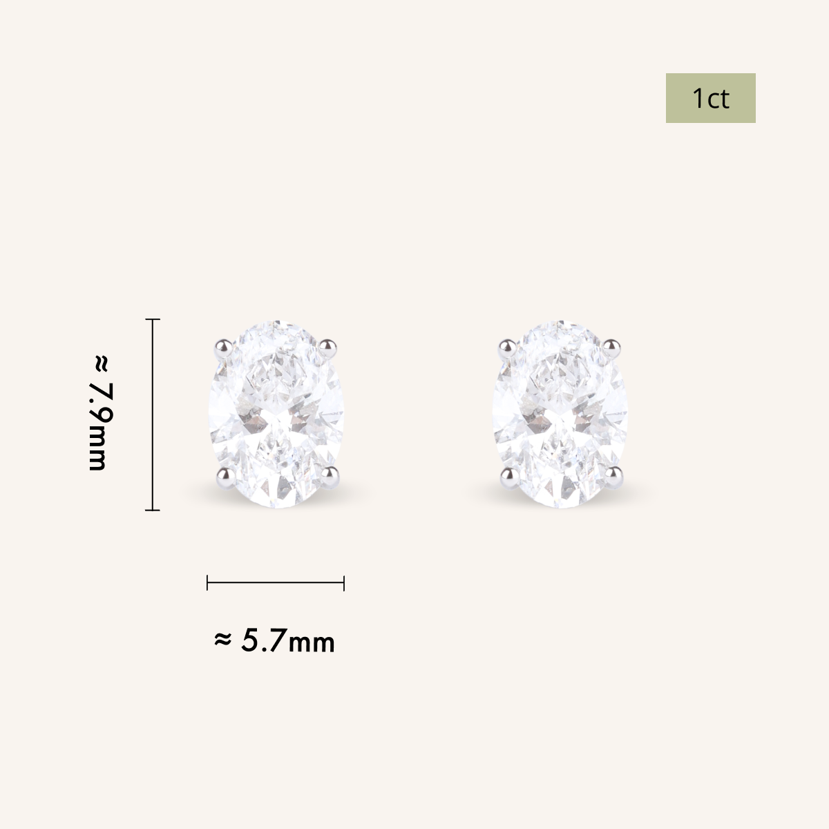 Oval Cut Lab Grown Diamond Stud Earrings