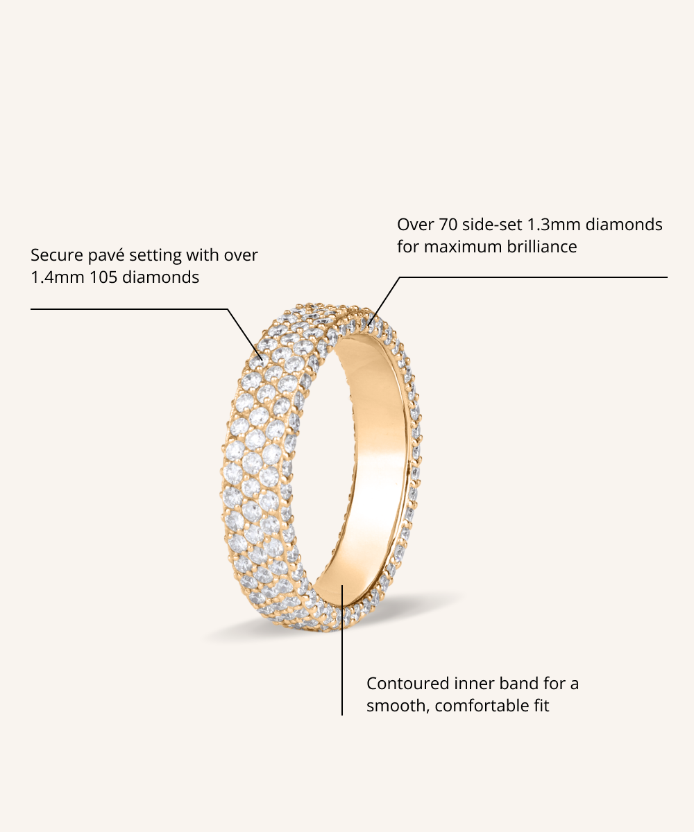Pavé Diamond Ring, 3 Row