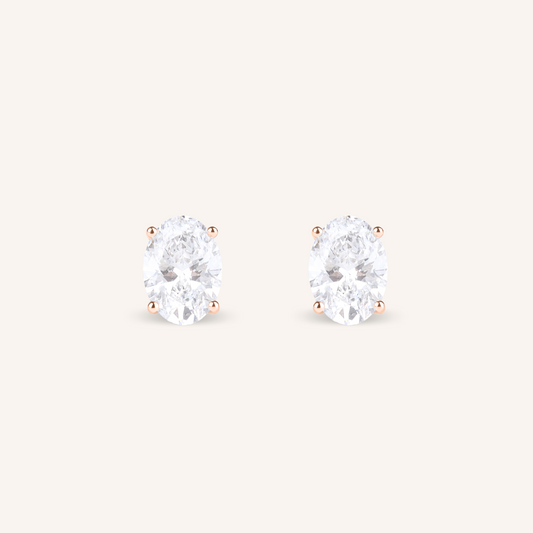 Oval Cut Lab Grown Diamond Stud Earrings