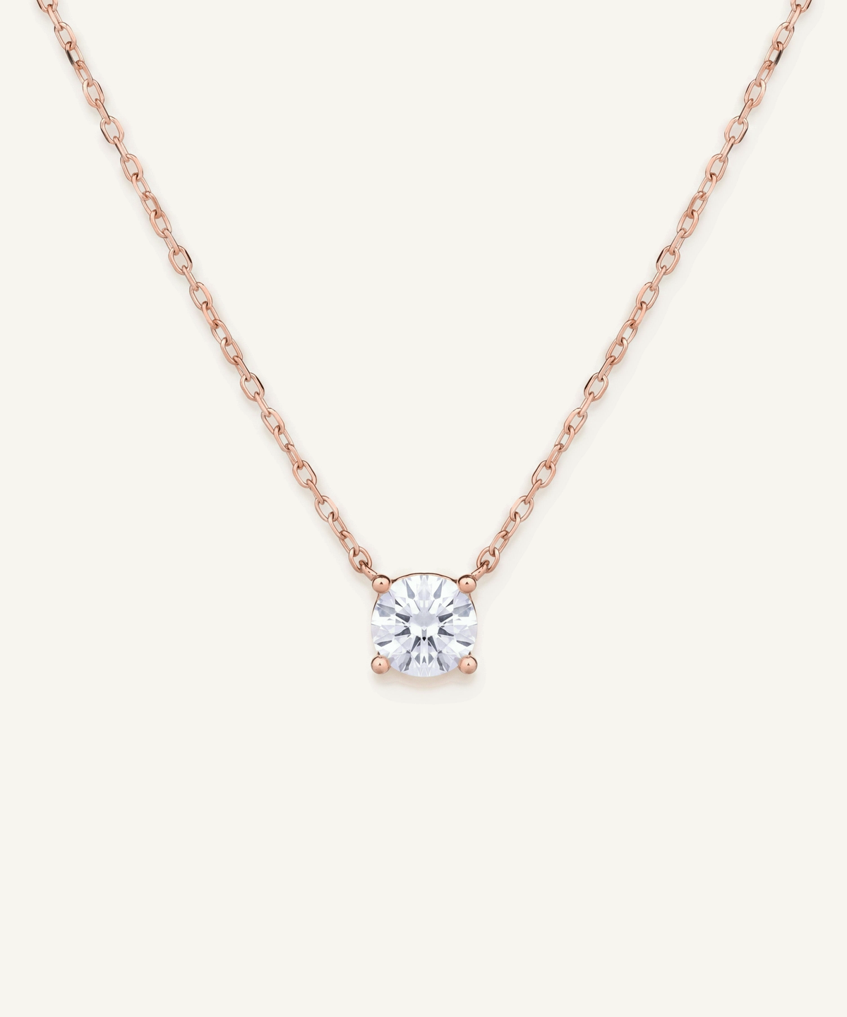 Four Prong Lab Grown Diamond Solitaire Necklace, Basket Setting