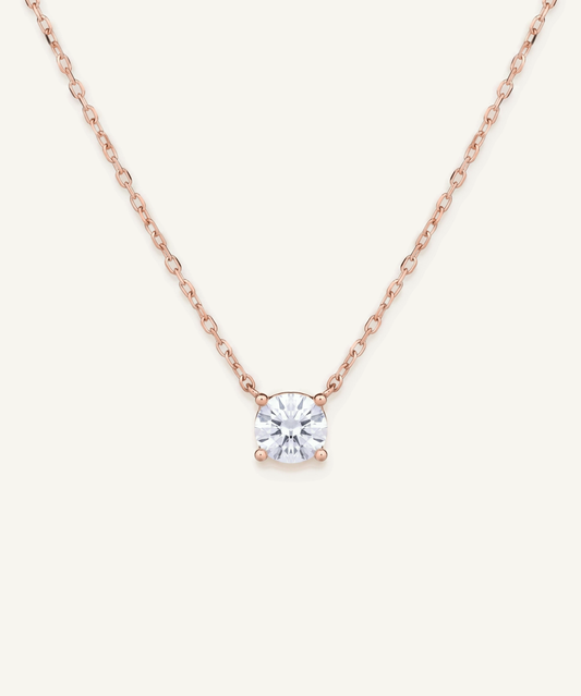 Four Prong Lab Grown Diamond Solitaire Necklace, Basket Setting
