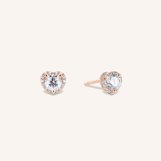 Heart Halo Stud Earrings