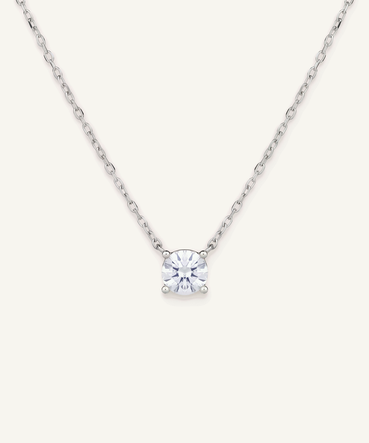 Four Prong Lab Grown Diamond Solitaire Necklace, Basket Setting
