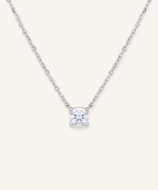 Four Prong Lab Grown Diamond Solitaire Necklace, Basket Setting