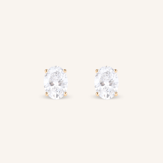 Oval Cut Lab Grown Diamond Stud Earrings