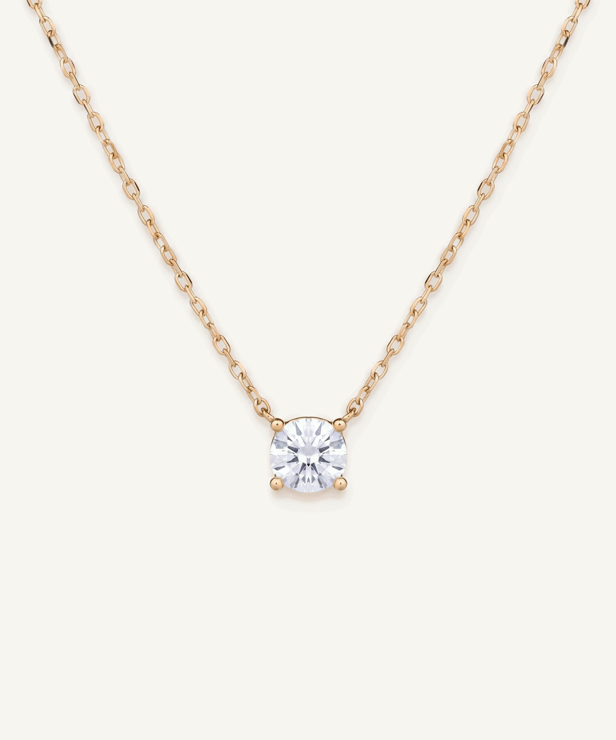 Four Prong Lab Grown Diamond Solitaire Necklace, Basket Setting