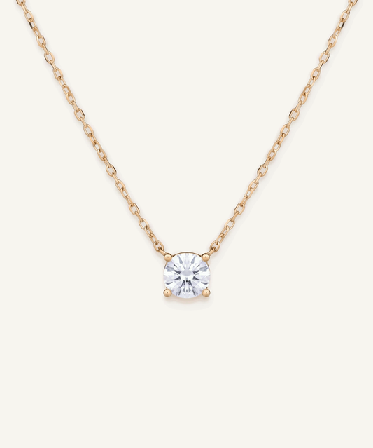 Four Prong Lab Grown Diamond Solitaire Necklace, Basket Setting