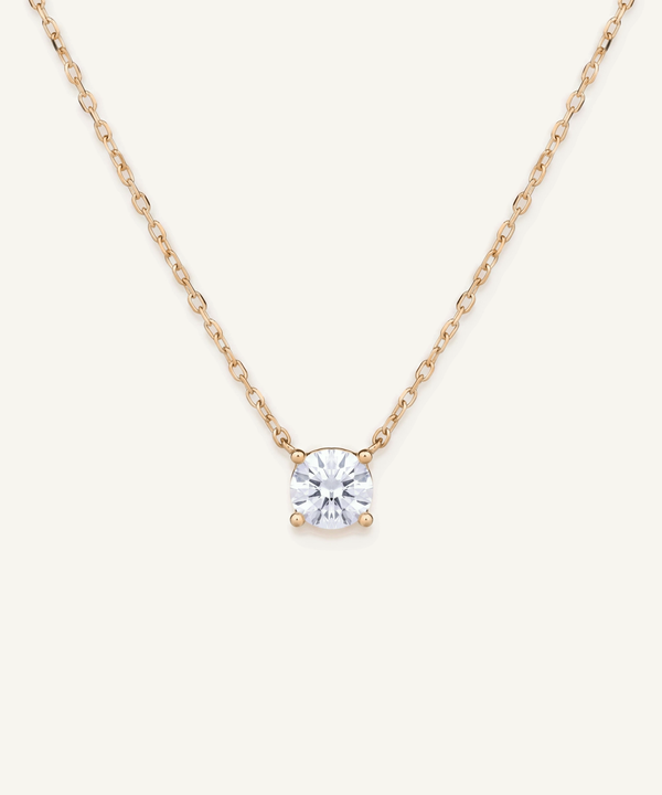 Four Prong Lab Grown Diamond Solitaire Necklace, Basket Setting