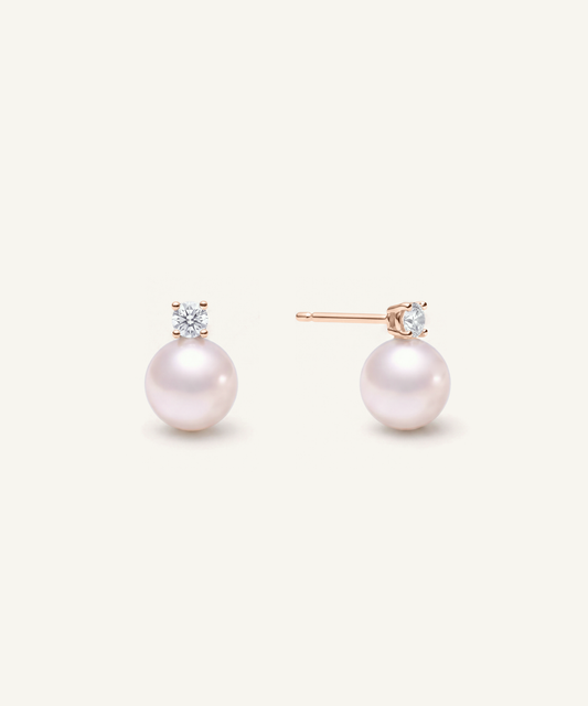 Akoya Pearl Lab Grown Diamond Stud Earrings
