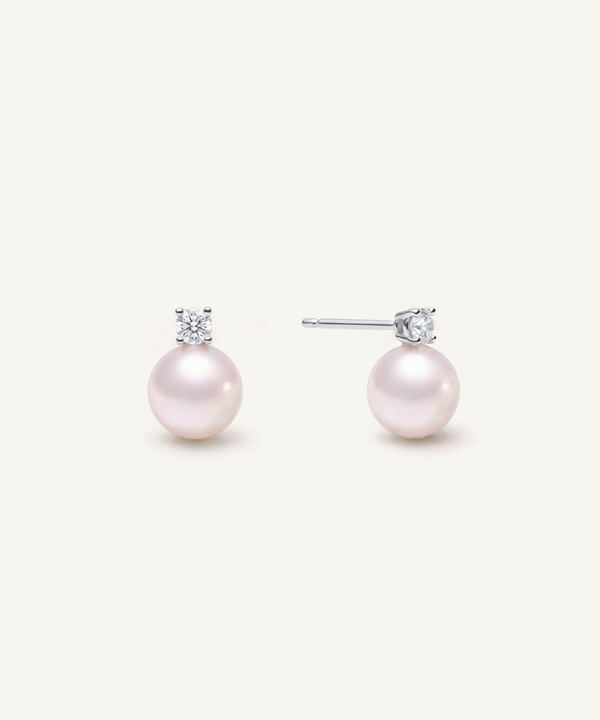 Akoya Pearl Lab Grown Diamond Stud Earrings