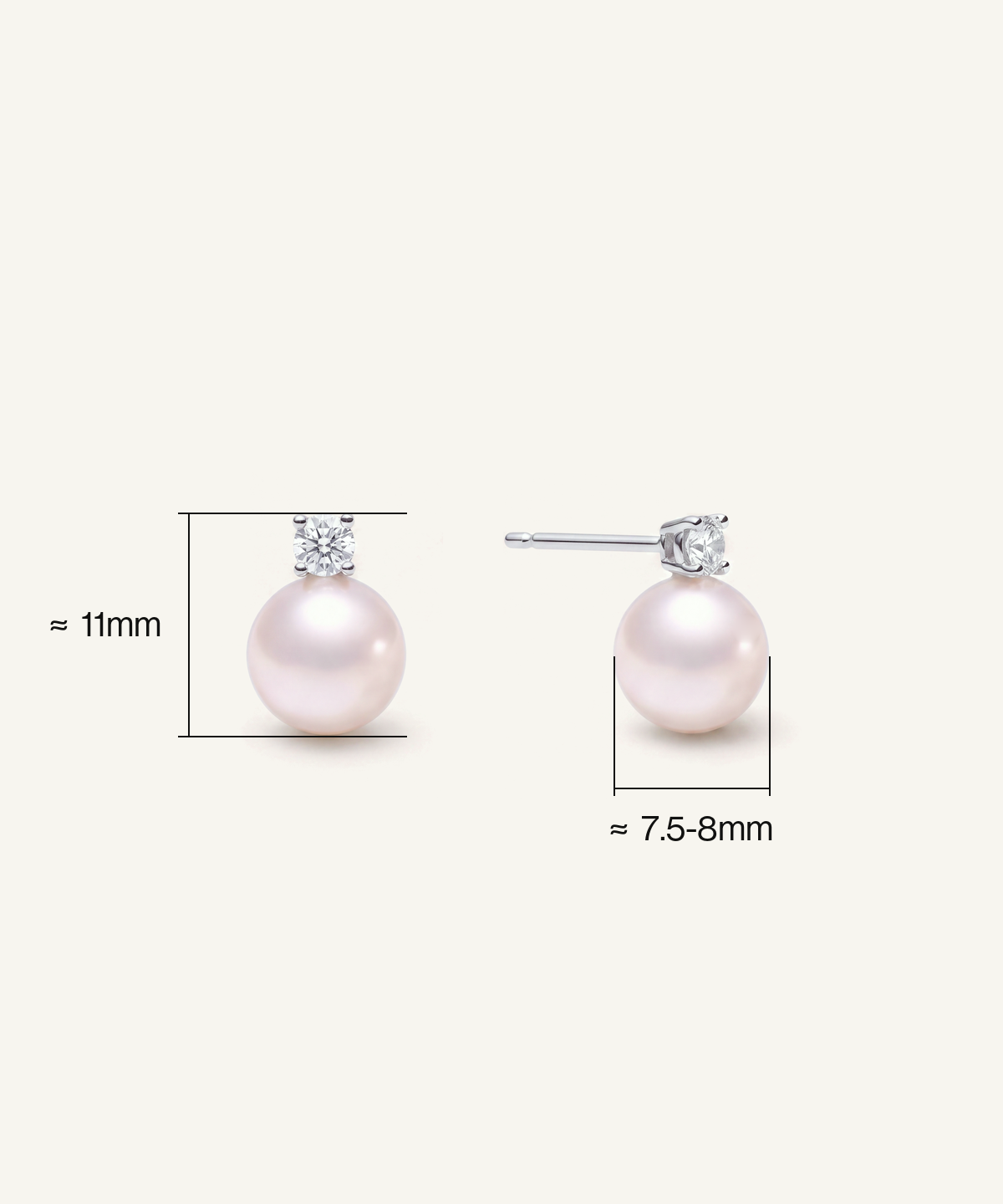 Akoya Pearl Lab Grown Diamond Stud Earrings